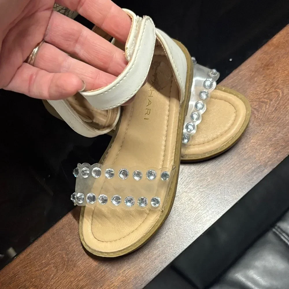 Elegant Toddler White Sandals with Crystal Accents